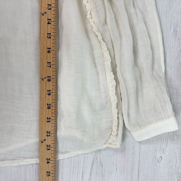 Sundays Summerton Peasant Top Blouse Size 10 Ivory Gauze Tassel V Neck Ruffle - Picture 14 of 16